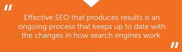 "Effective SEO that produces results is an ongoing process that keeps up to date with the changes in how search engines work."