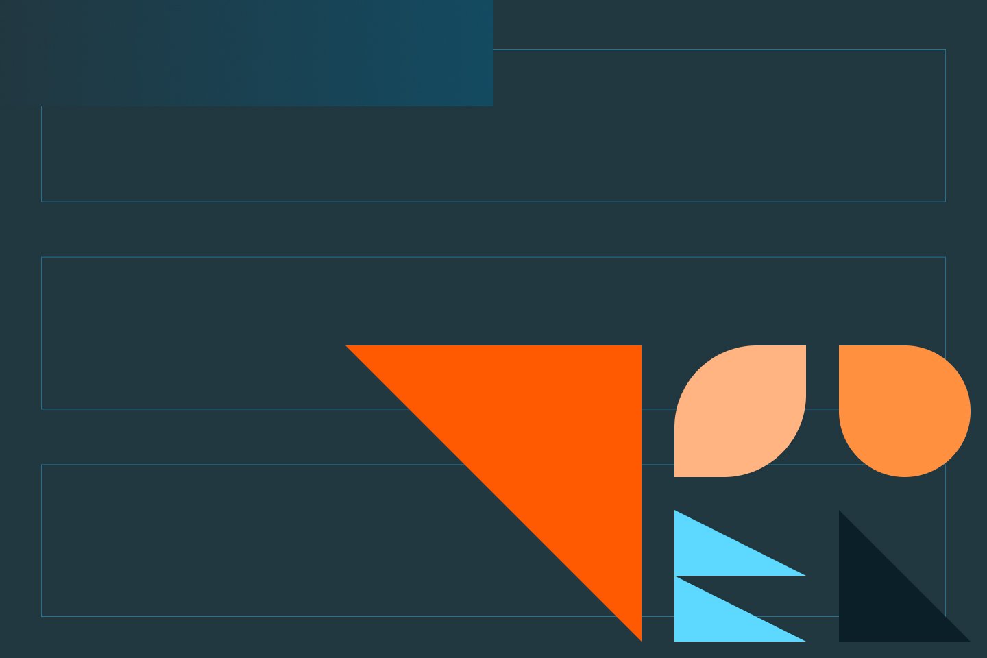 Geometric shapes in shades of orange and blue