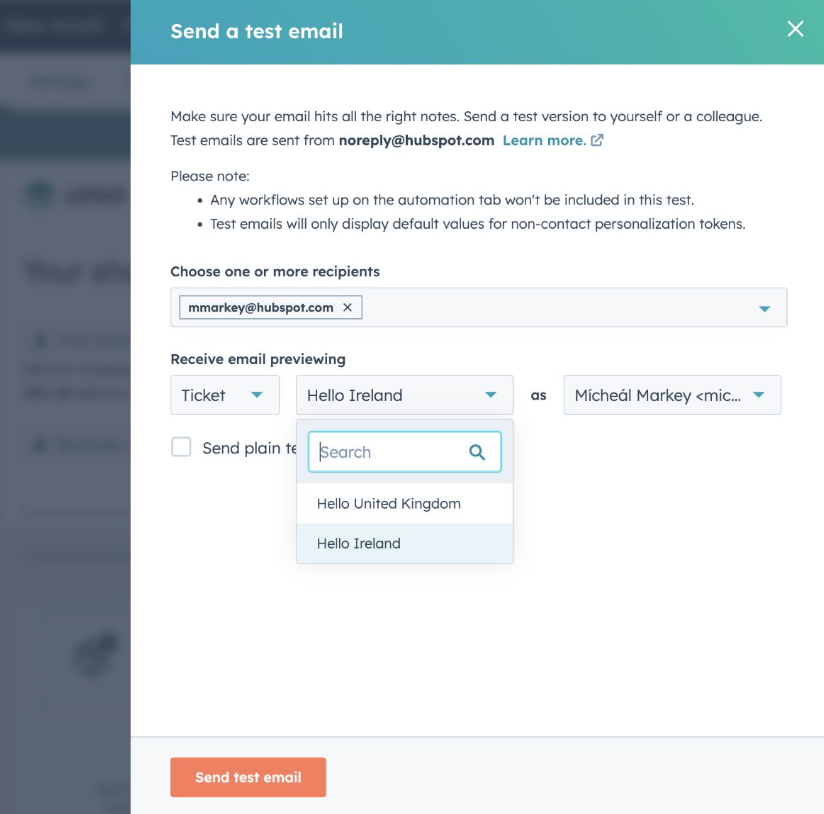 Multi-object preview filters in email