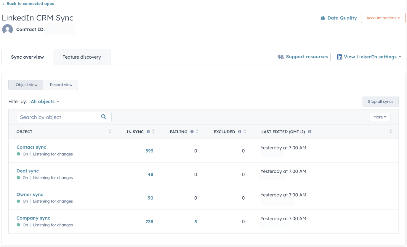 HubSpot to LinkedIn Sync